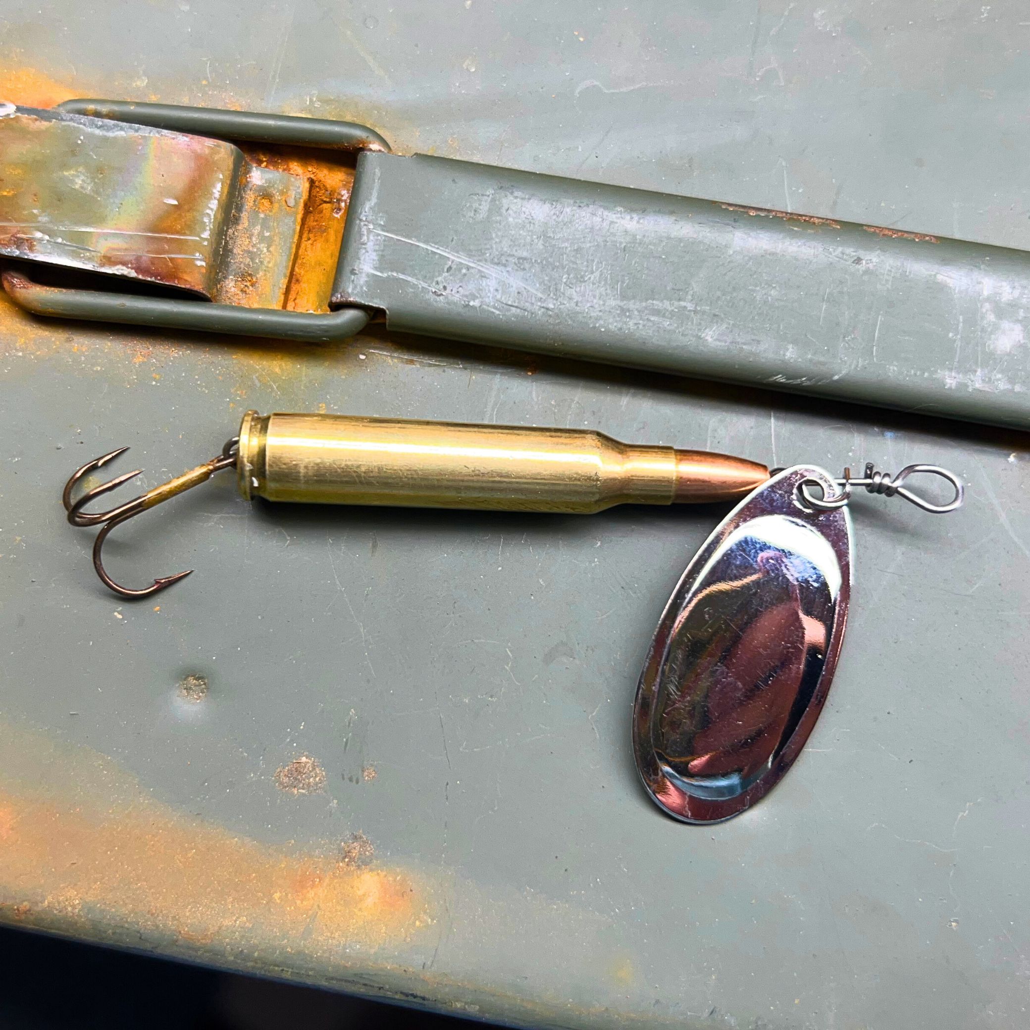 crazy legs fishing lure ST. LOUIS, MISSOURI  Antique MUELLER-PERRY COMPANY 3/8 oz Class CRAZY LEGS  Fishing Lure  ORANGE
